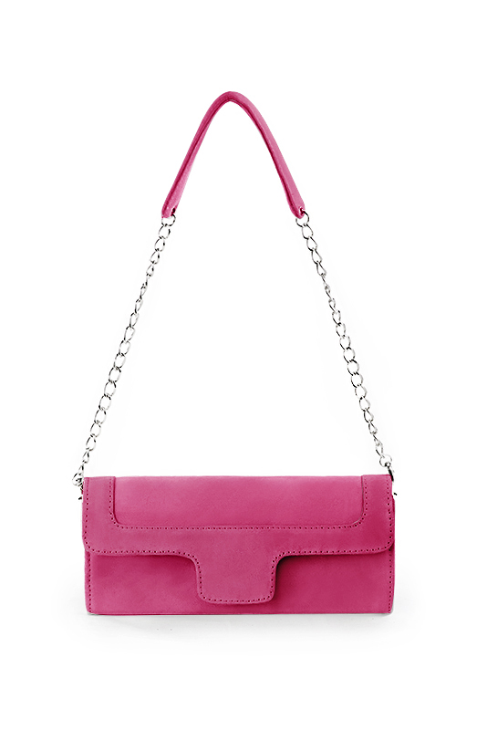 Dress clutch for wedding and parties in fuchsia pink leather - Top view